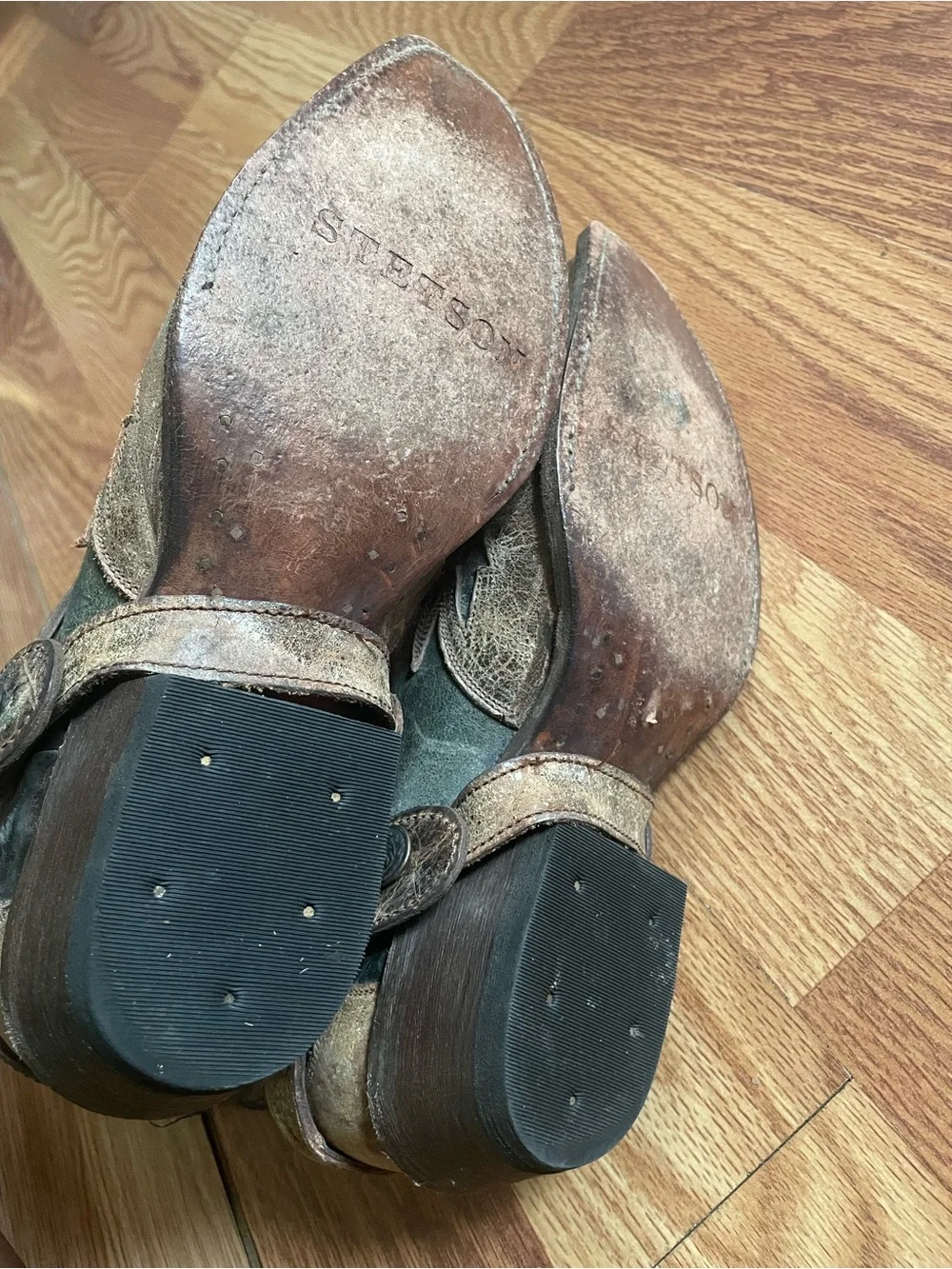STETSON Outlaw Harness Boots Distressed Dark   Charcoal Blue Gray Men US 9.5 D